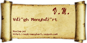 Végh Menyhért névjegykártya